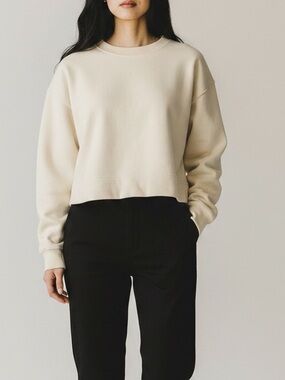 KOTN Cotton Cropped Sweatshirt Cream